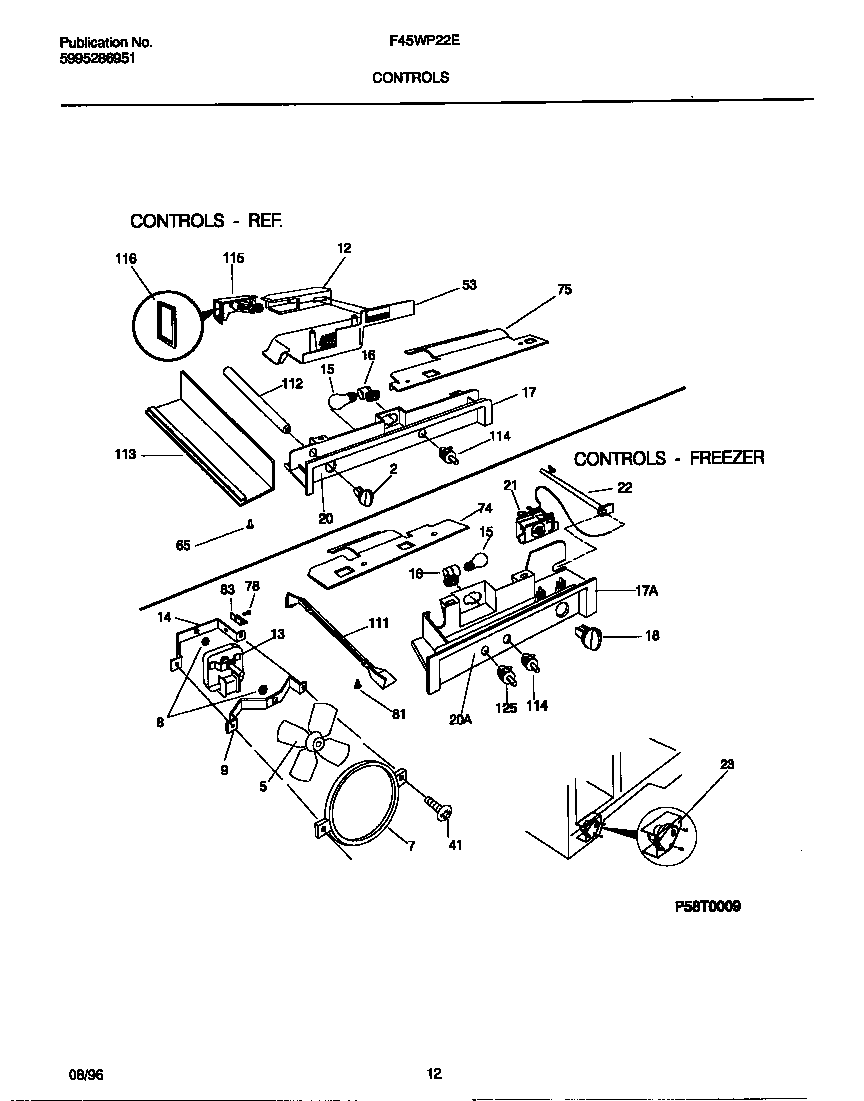 Frigidaire F45WP22EW0 controls diagram