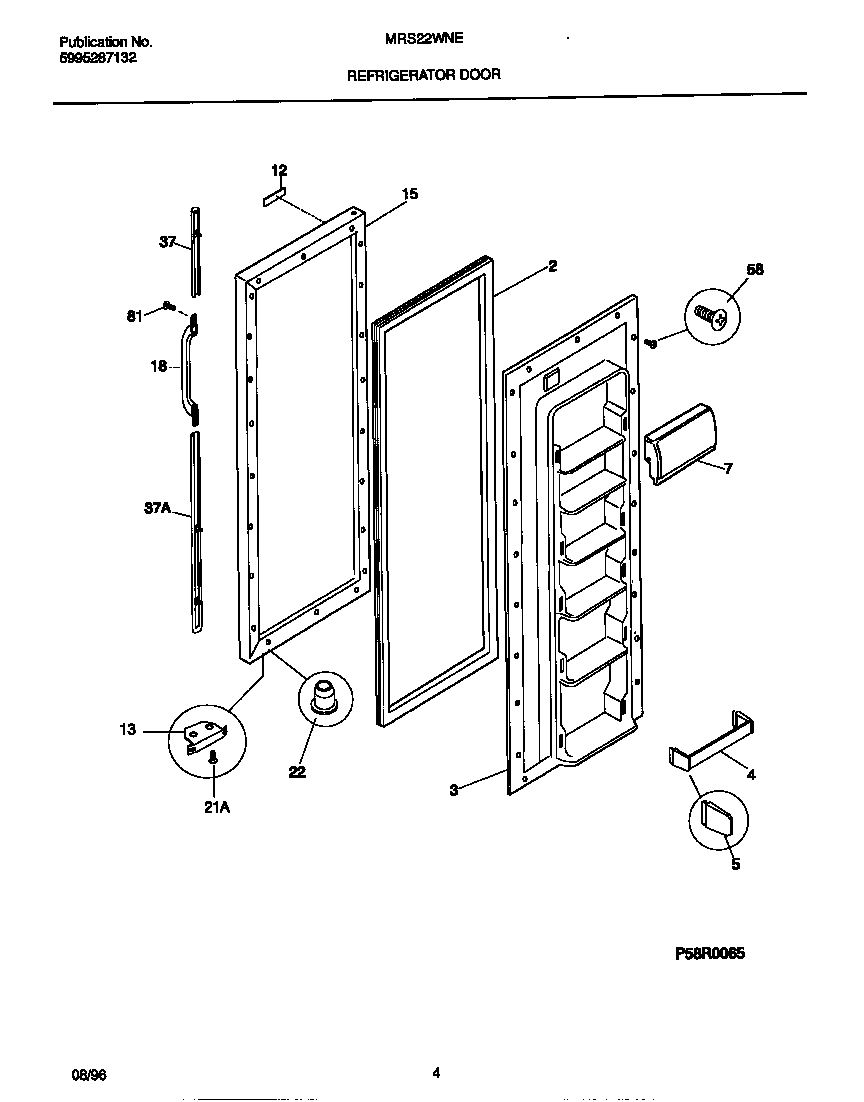 Universal/Multiflex (Frigidaire) MRS22WNED1 refrigerator door diagram