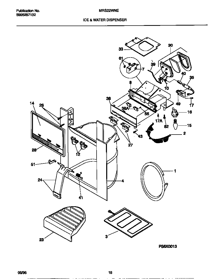 Universal/Multiflex (Frigidaire) MRS22WNED1 ice & water dispenser diagram