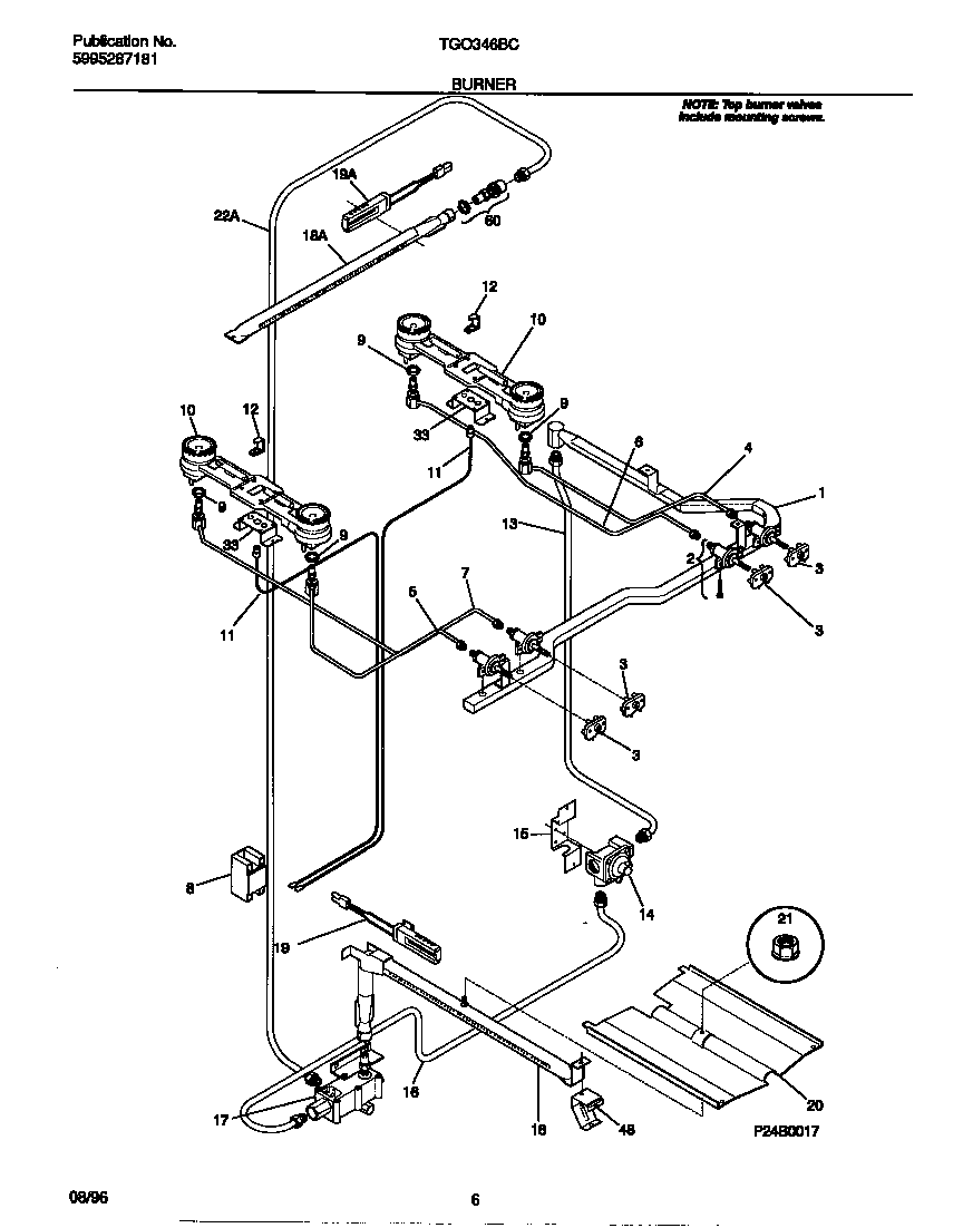 Tappan TGO346BCWC burner diagram