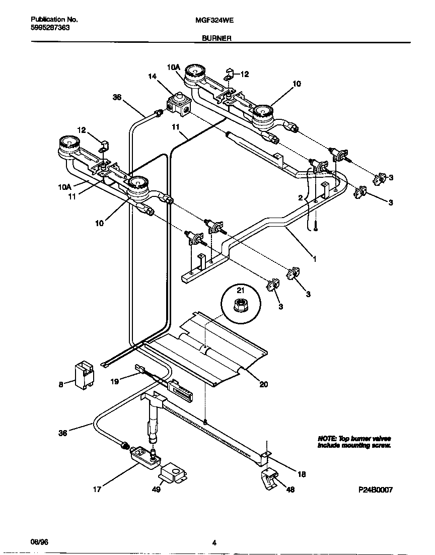 Universal/Multiflex (Frigidaire) MGF324WESC burner diagram
