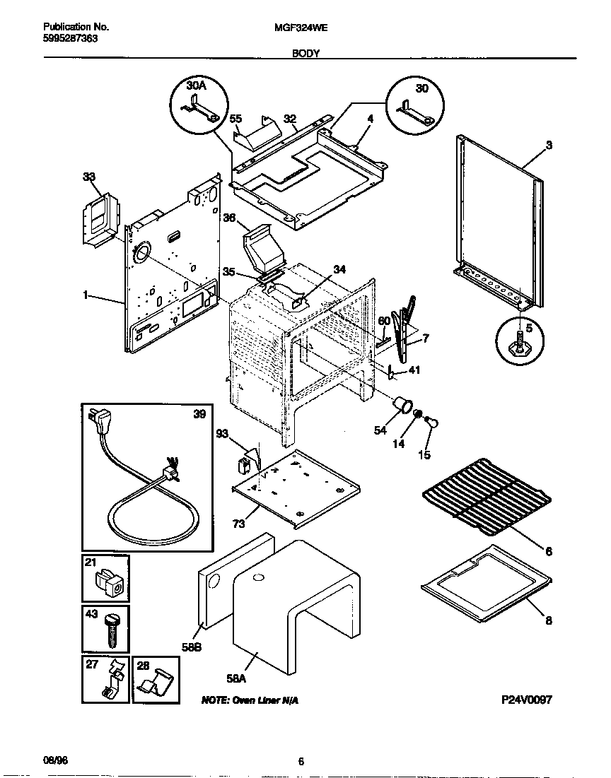 Universal/Multiflex (Frigidaire) MGF324WESC body diagram