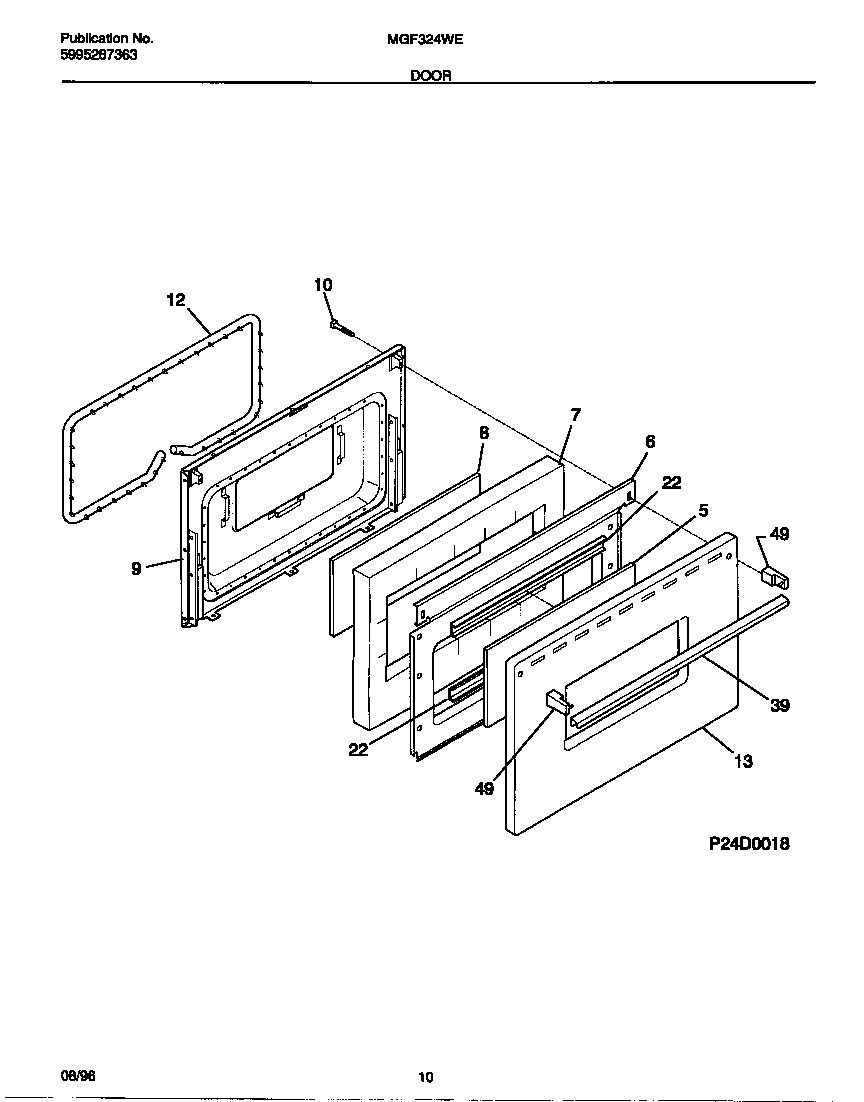 Universal/Multiflex (Frigidaire) MGF324WESC door diagram