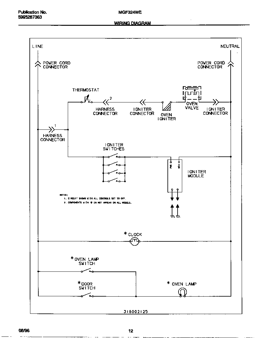Universal/Multiflex (Frigidaire) MGF324WESC wiring diagram diagram