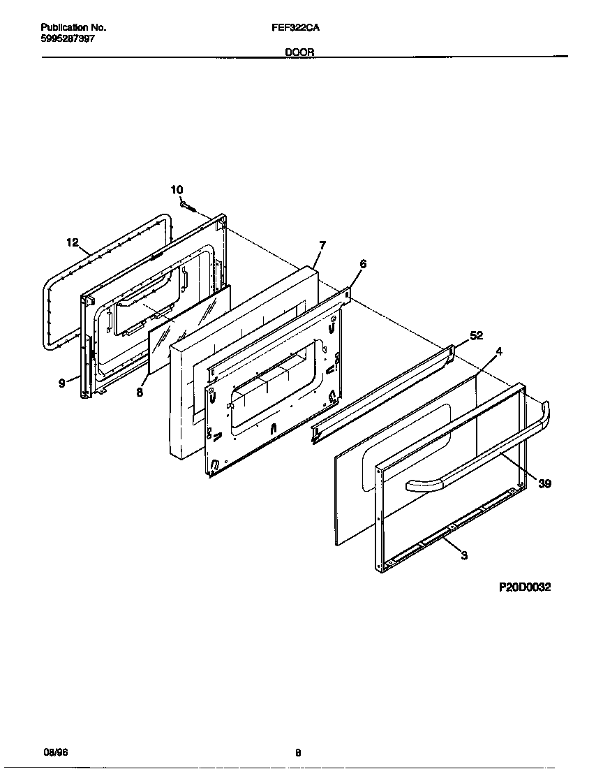 Frigidaire FEF322CASG door diagram