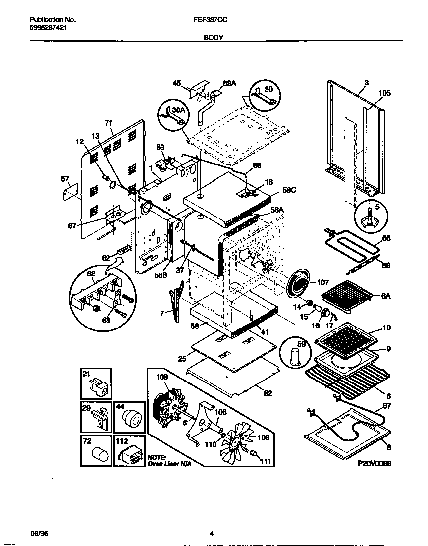 Frigidaire FEF387CCTF body diagram
