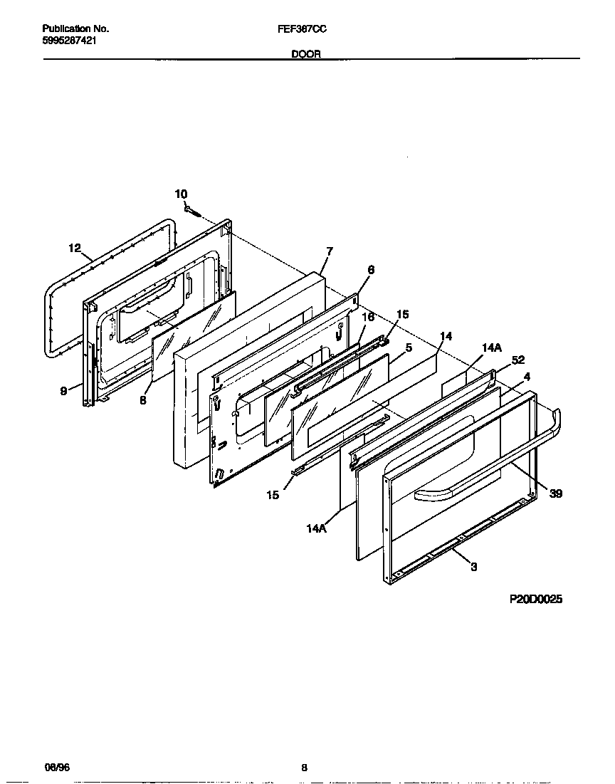 Frigidaire FEF387CCTF door diagram
