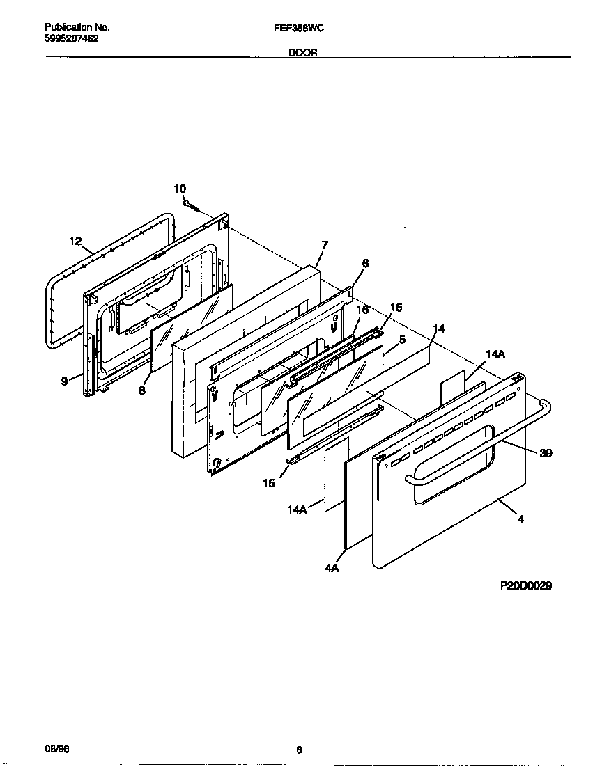 Frigidaire FEF388WCCE door diagram