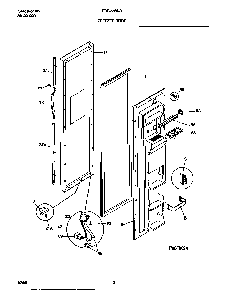 Frigidaire FRS22WNCW2 freezer door diagram