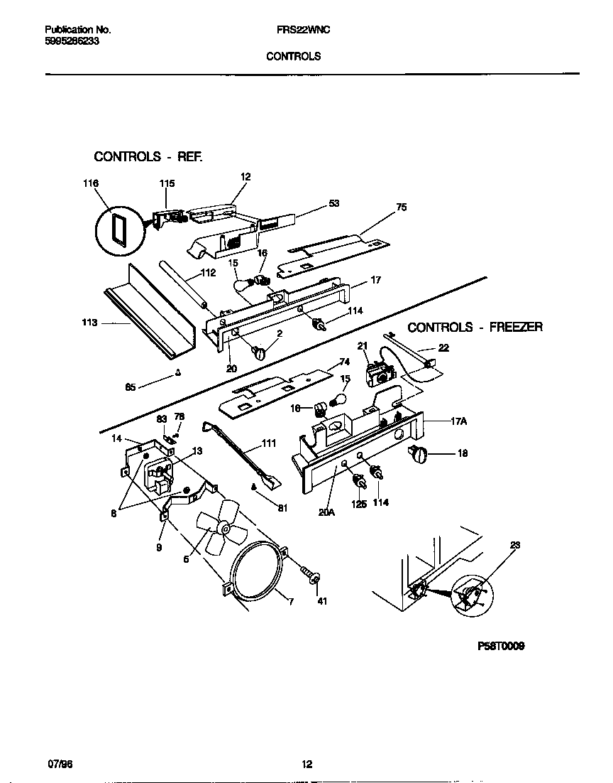 Frigidaire FRS22WNCW2 controls diagram