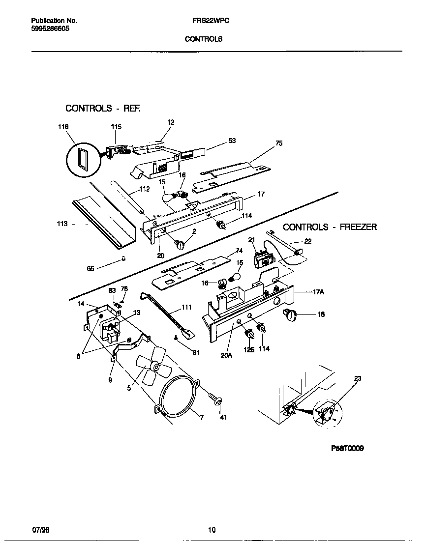 Frigidaire FRS22WPCW2 controls diagram
