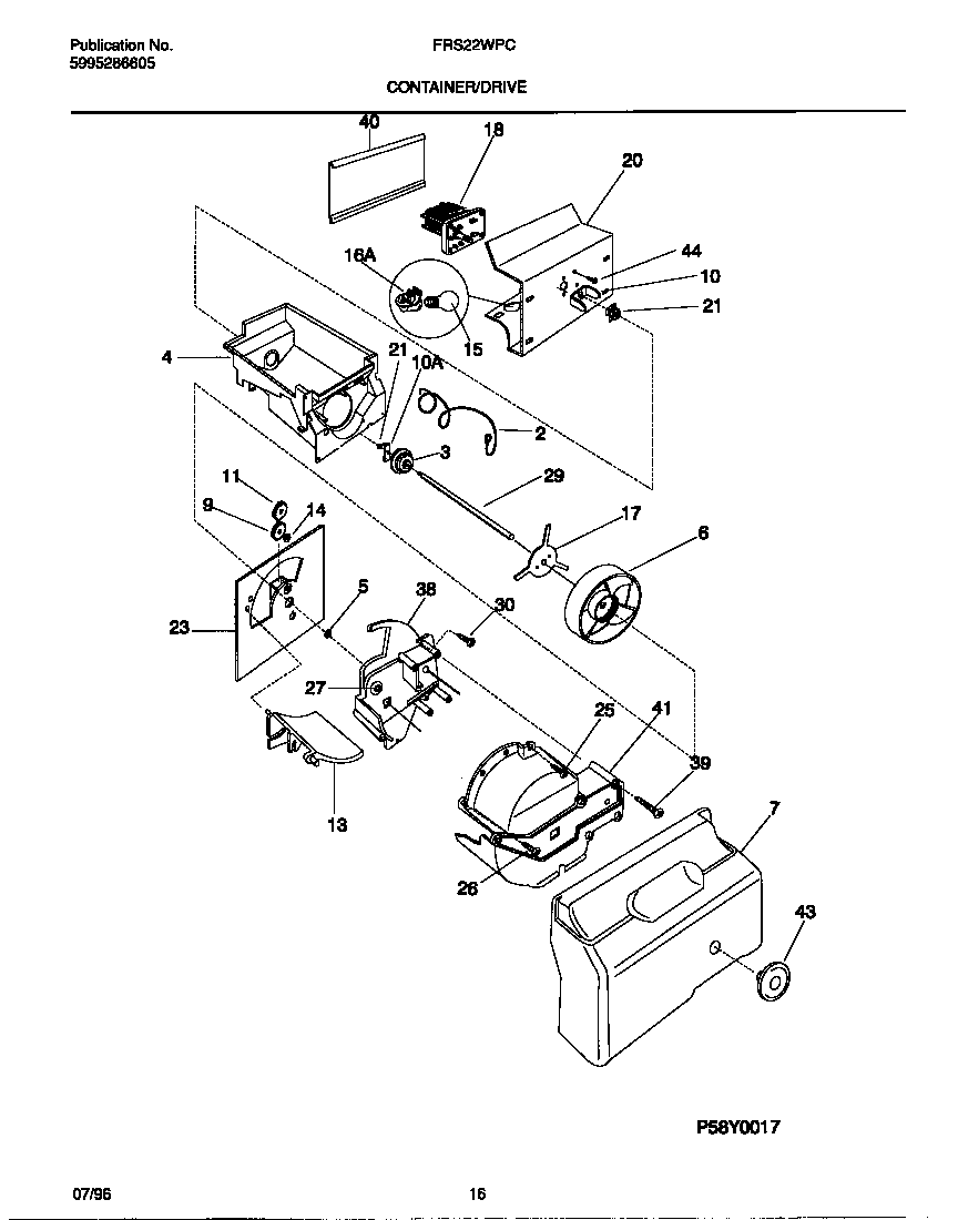Frigidaire FRS22WPCW2 container/drive diagram