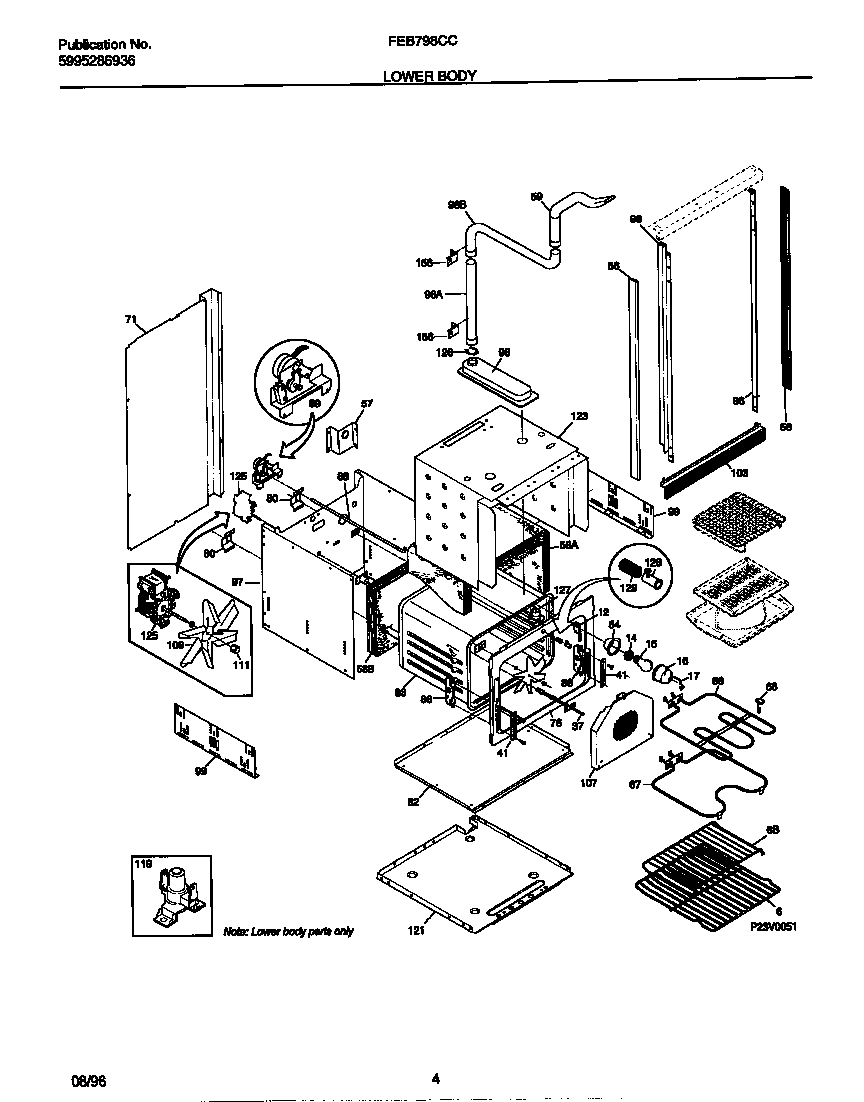 Frigidaire FEB798CCTD lower body diagram