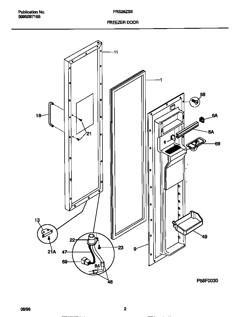 Frigidaire FRS26ZSEB1 freezer door diagram