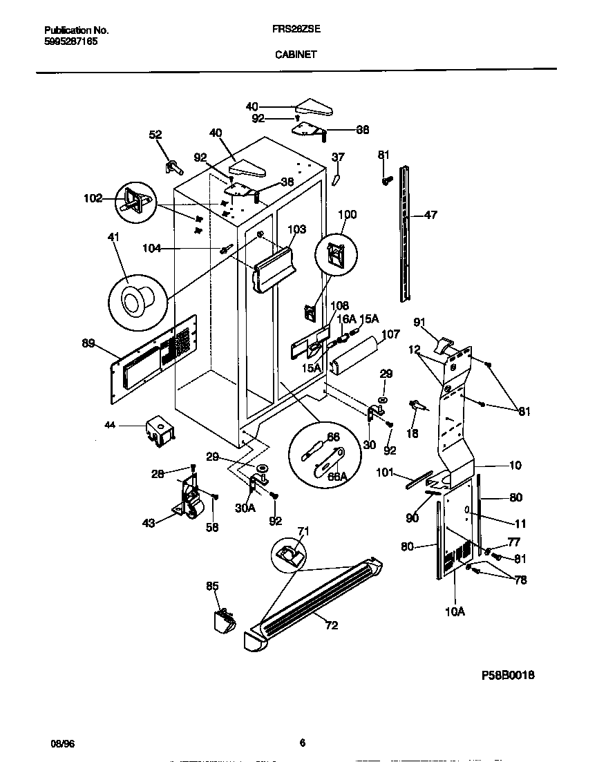 Frigidaire FRS26ZSEB1 cabinet diagram