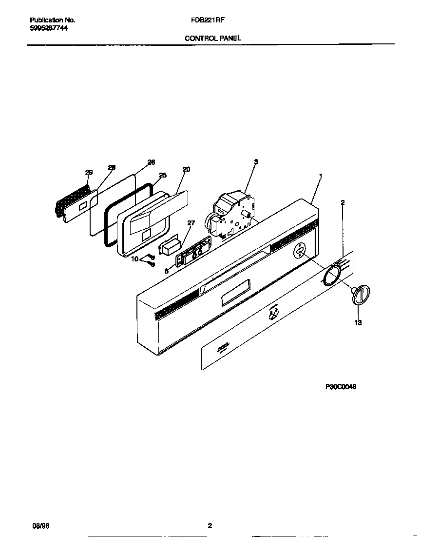 Frigidaire FDB221RFR0 control panel diagram