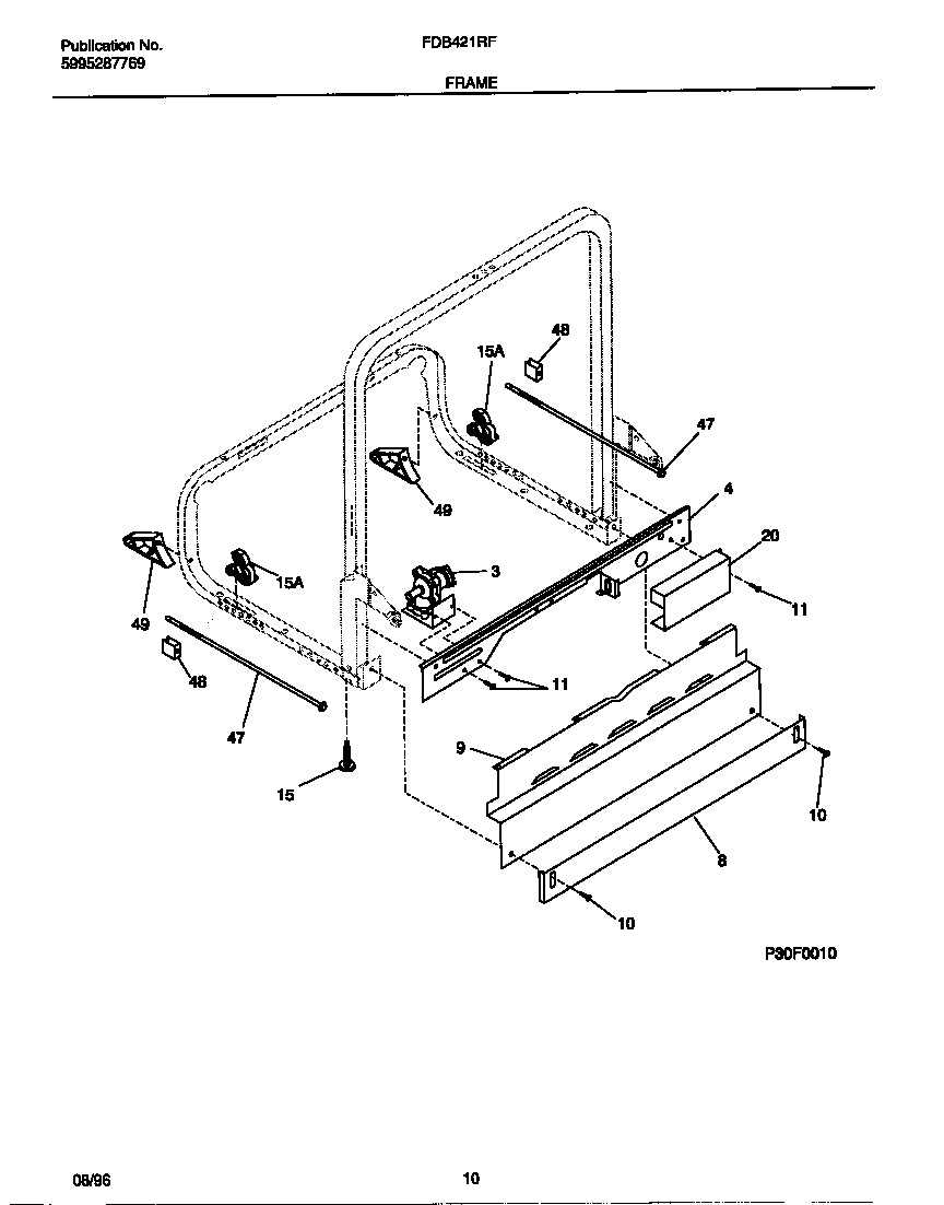 Frigidaire FDB421RFR0 frame diagram