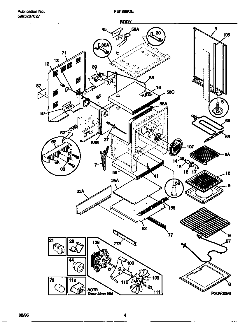 Frigidaire FEF389CESB body diagram