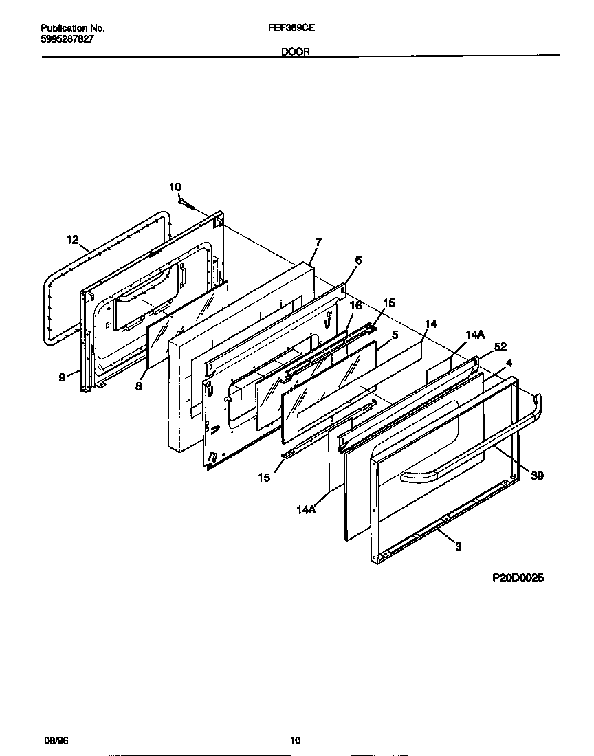 Frigidaire FEF389CESB door diagram