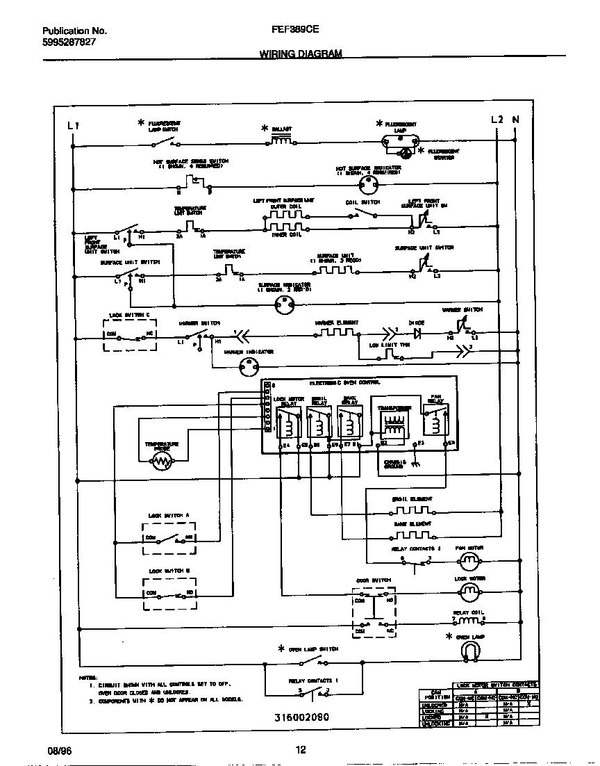 Frigidaire FEF389CESB wiring diagram diagram