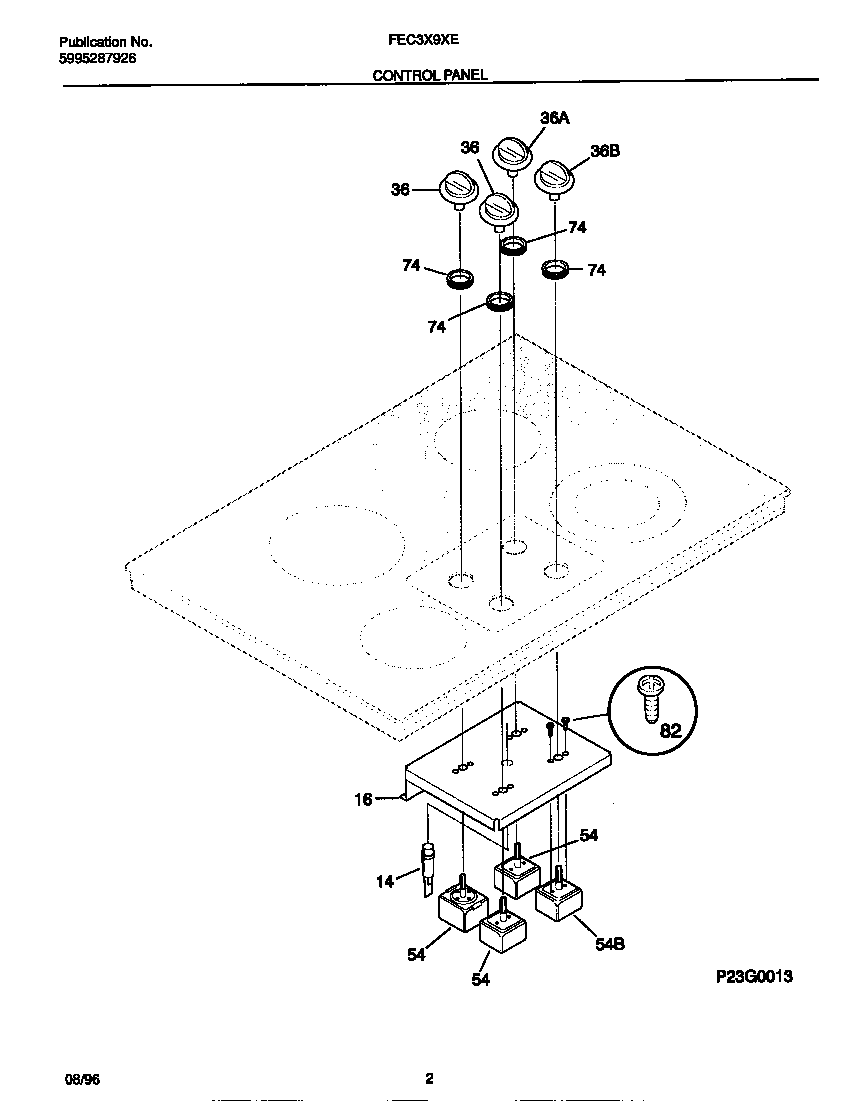 Frigidaire FEC3X9XEBA control panel diagram