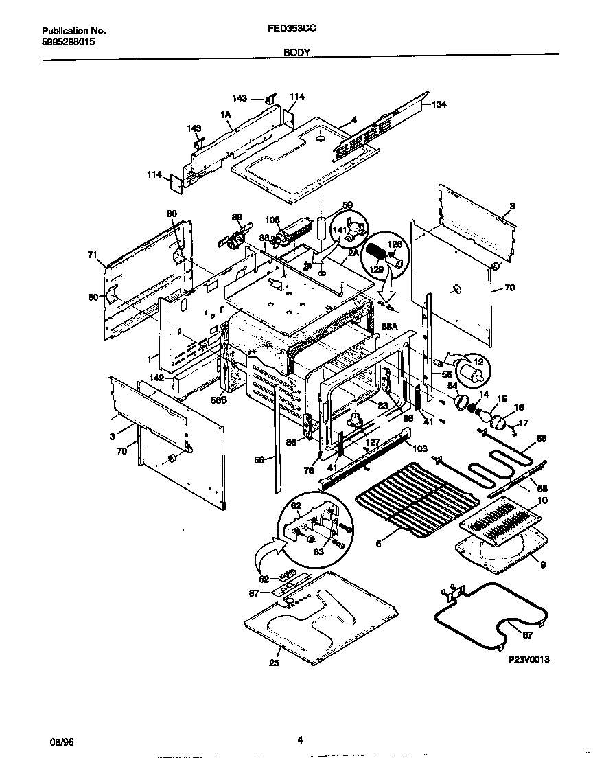 Frigidaire FED353CCDG body diagram