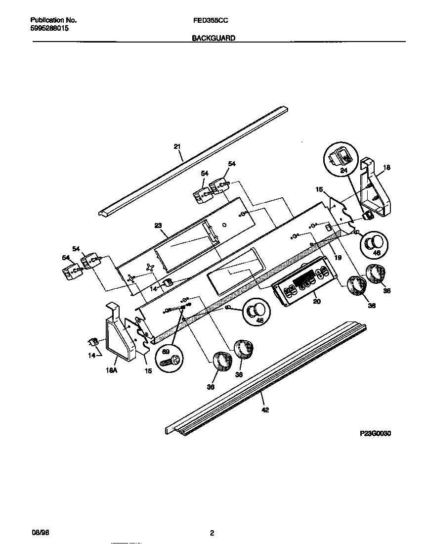 Frigidaire FED355CCSG backguard diagram