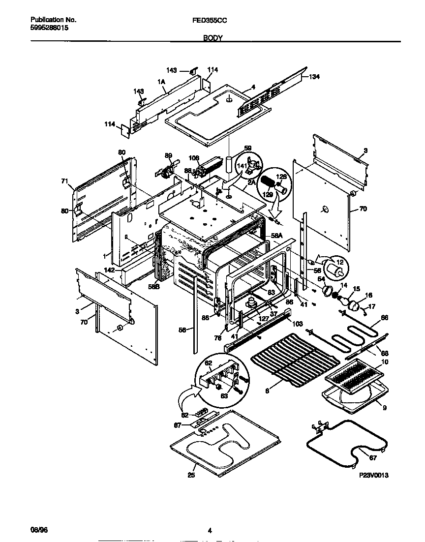 Frigidaire FED355CCSG body diagram