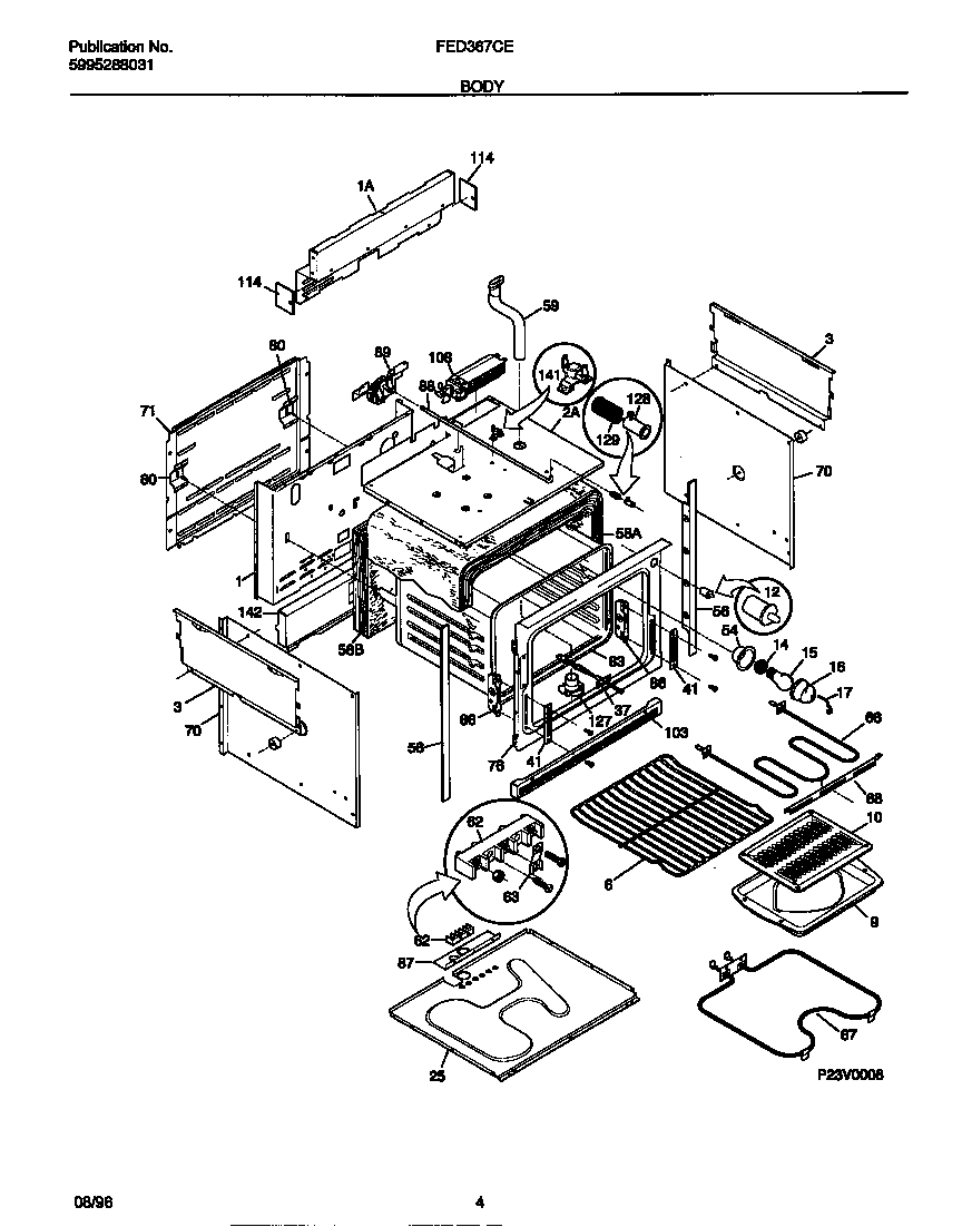 Frigidaire FED367CEBB body diagram