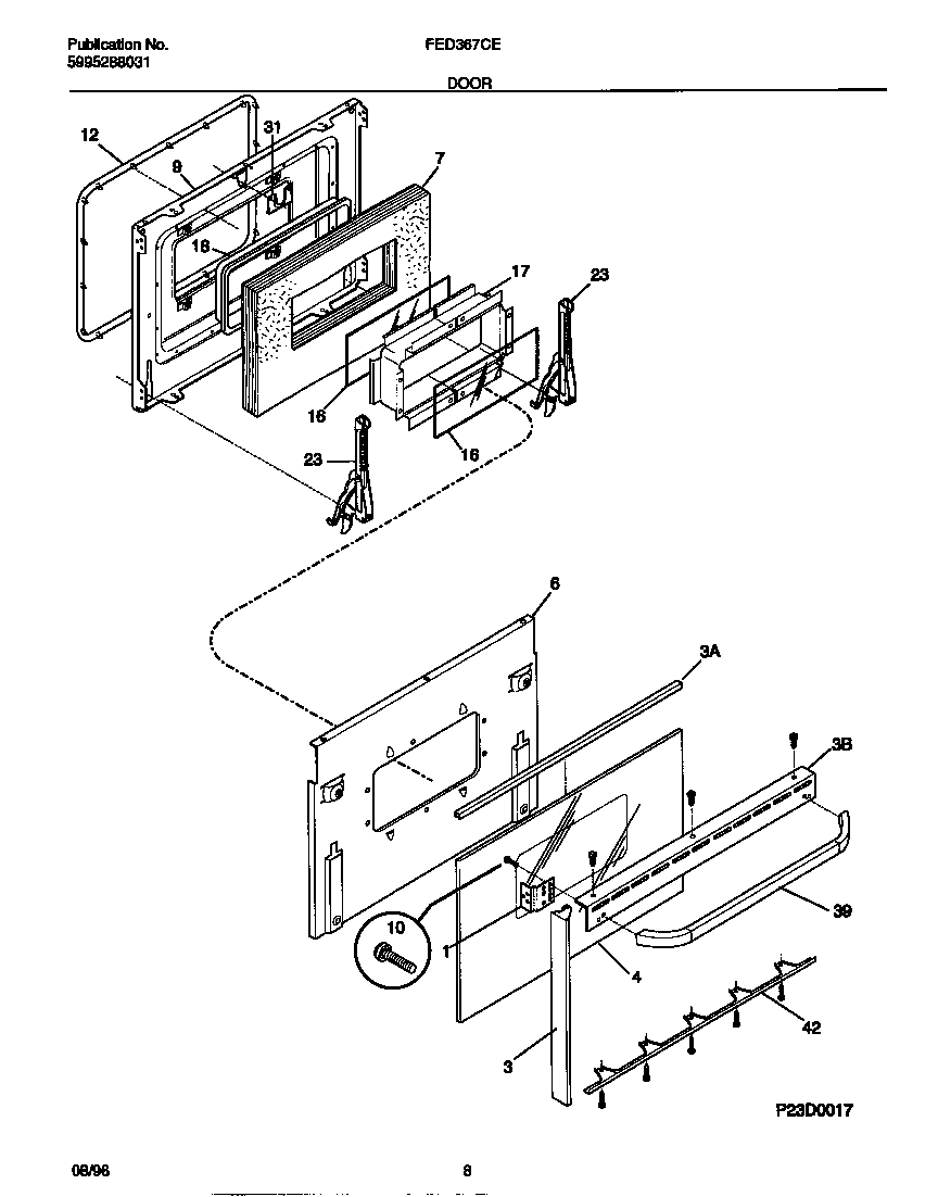 Frigidaire FED367CEBB door diagram