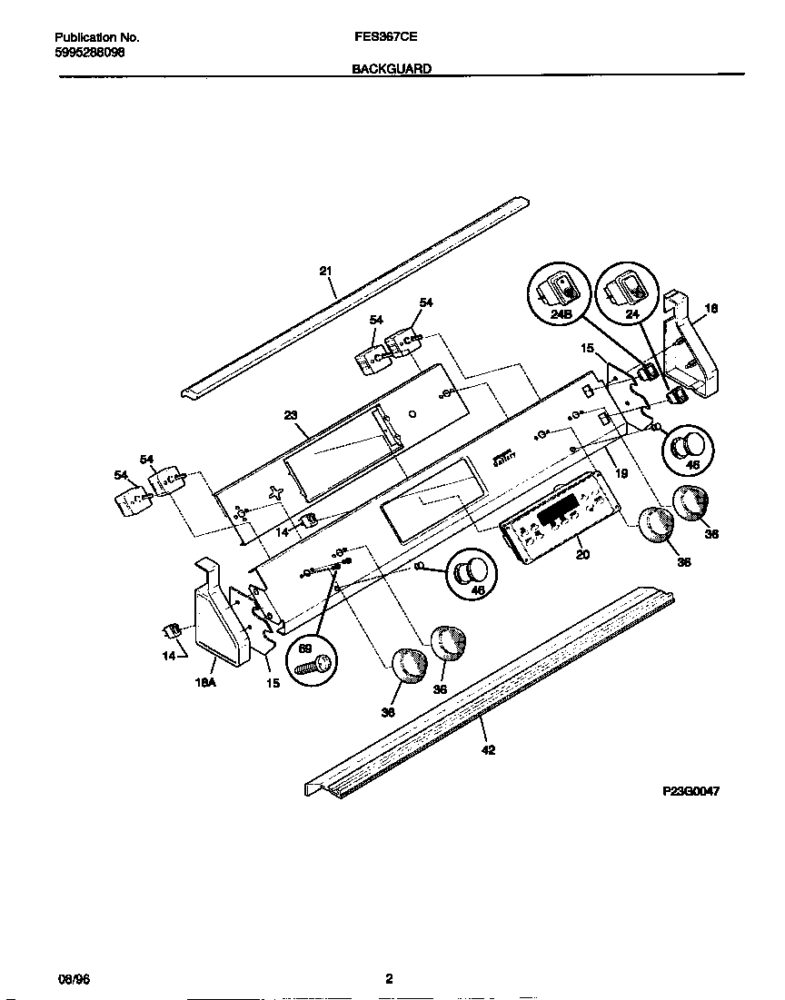 Frigidaire FES367CETB backguard diagram