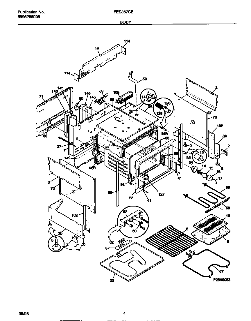 Frigidaire FES367CETB body diagram