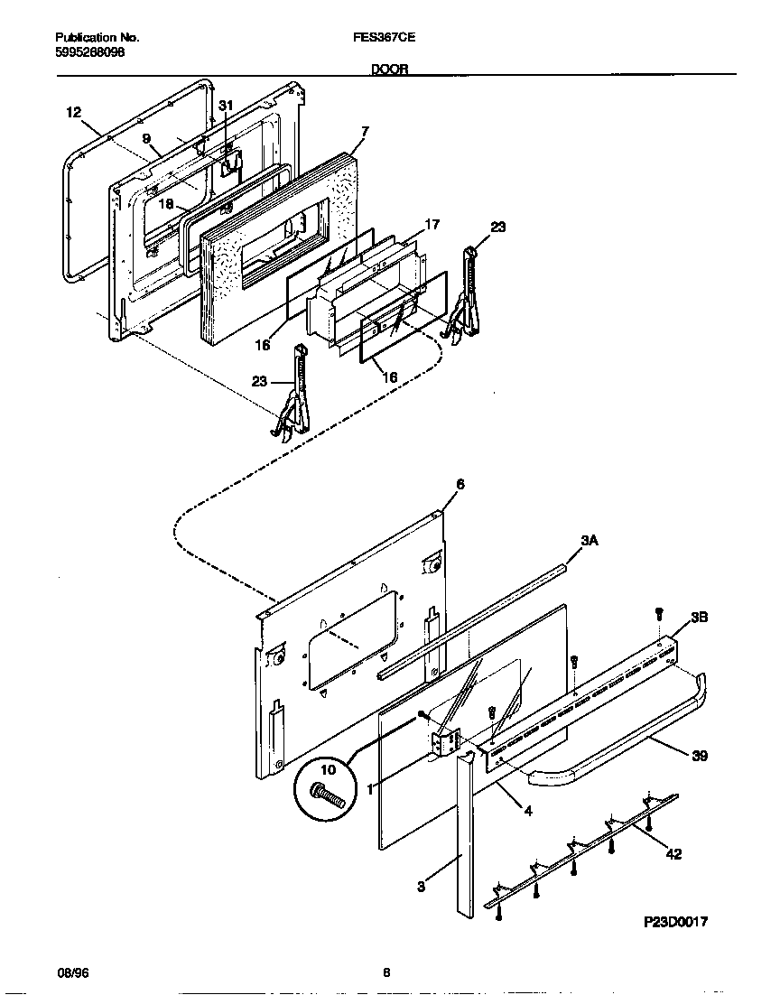 Frigidaire FES367CETB door diagram