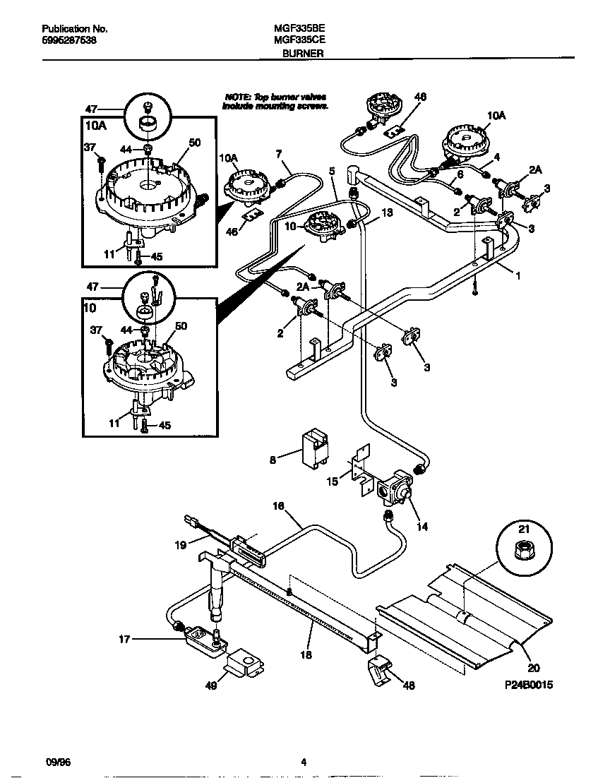 Universal/Multiflex (Frigidaire) MGF335CESA burner diagram