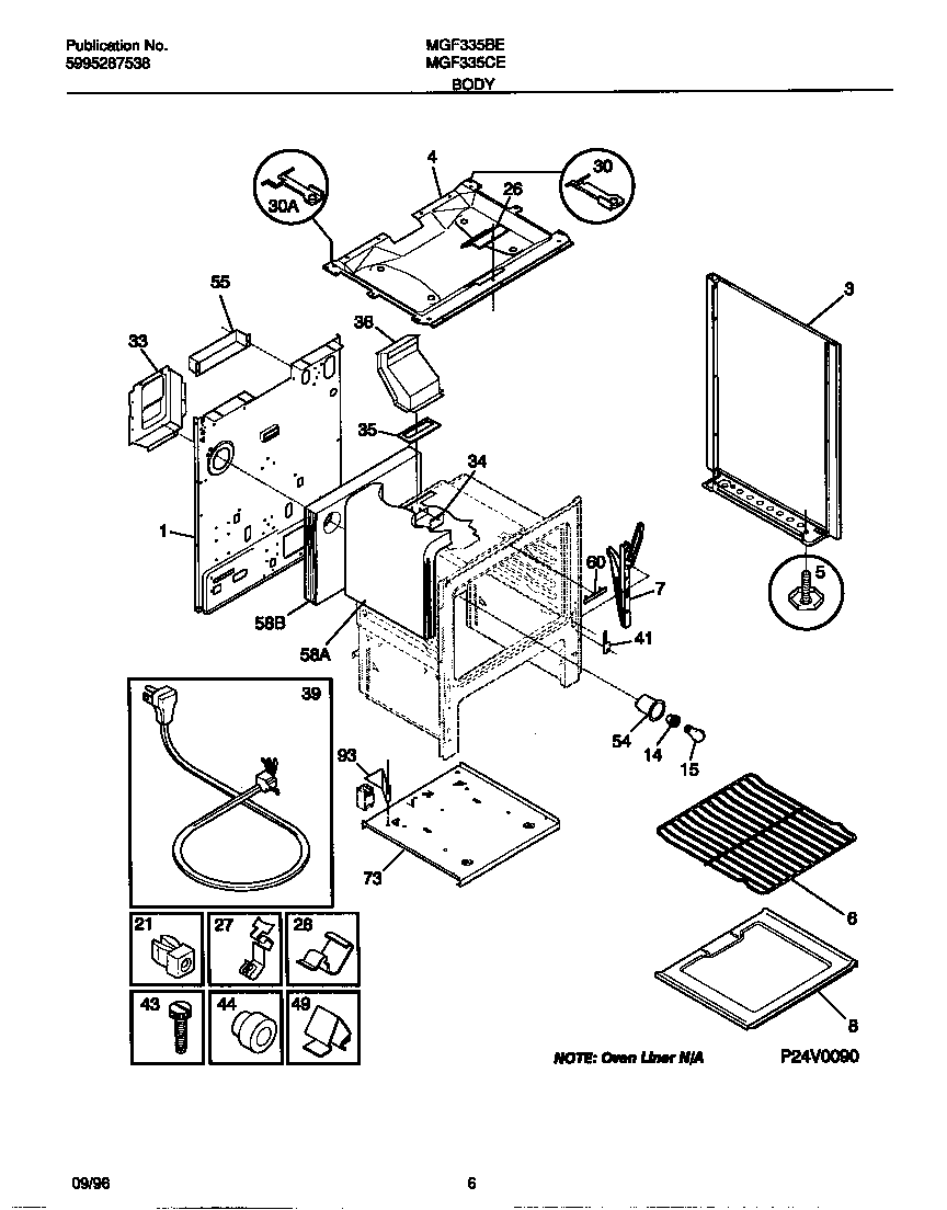Universal/Multiflex (Frigidaire) MGF335CESA body diagram