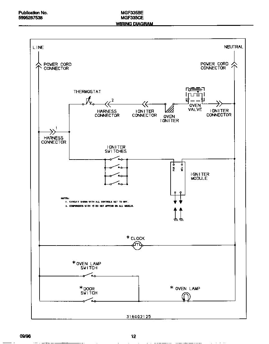 Universal/Multiflex (Frigidaire) MGF335CESA wiring diagram diagram