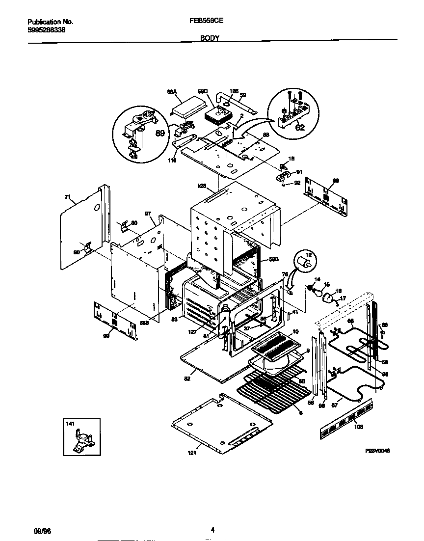 Frigidaire FEB556CESB body diagram