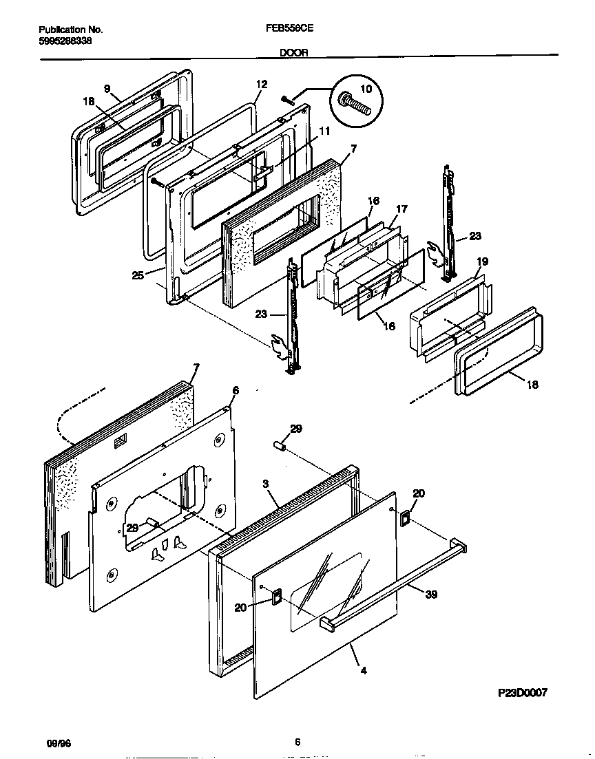Frigidaire FEB556CESB door diagram