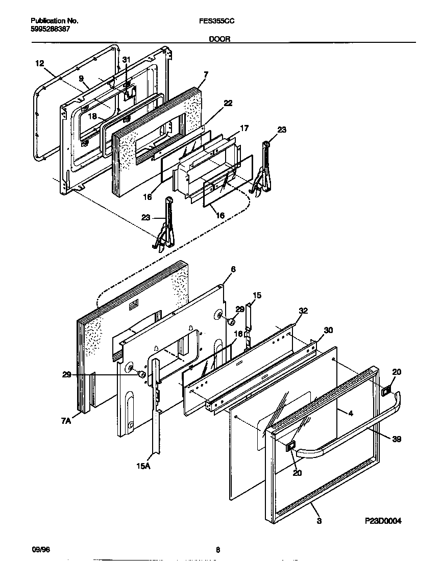 Frigidaire FES355CCBG door diagram
