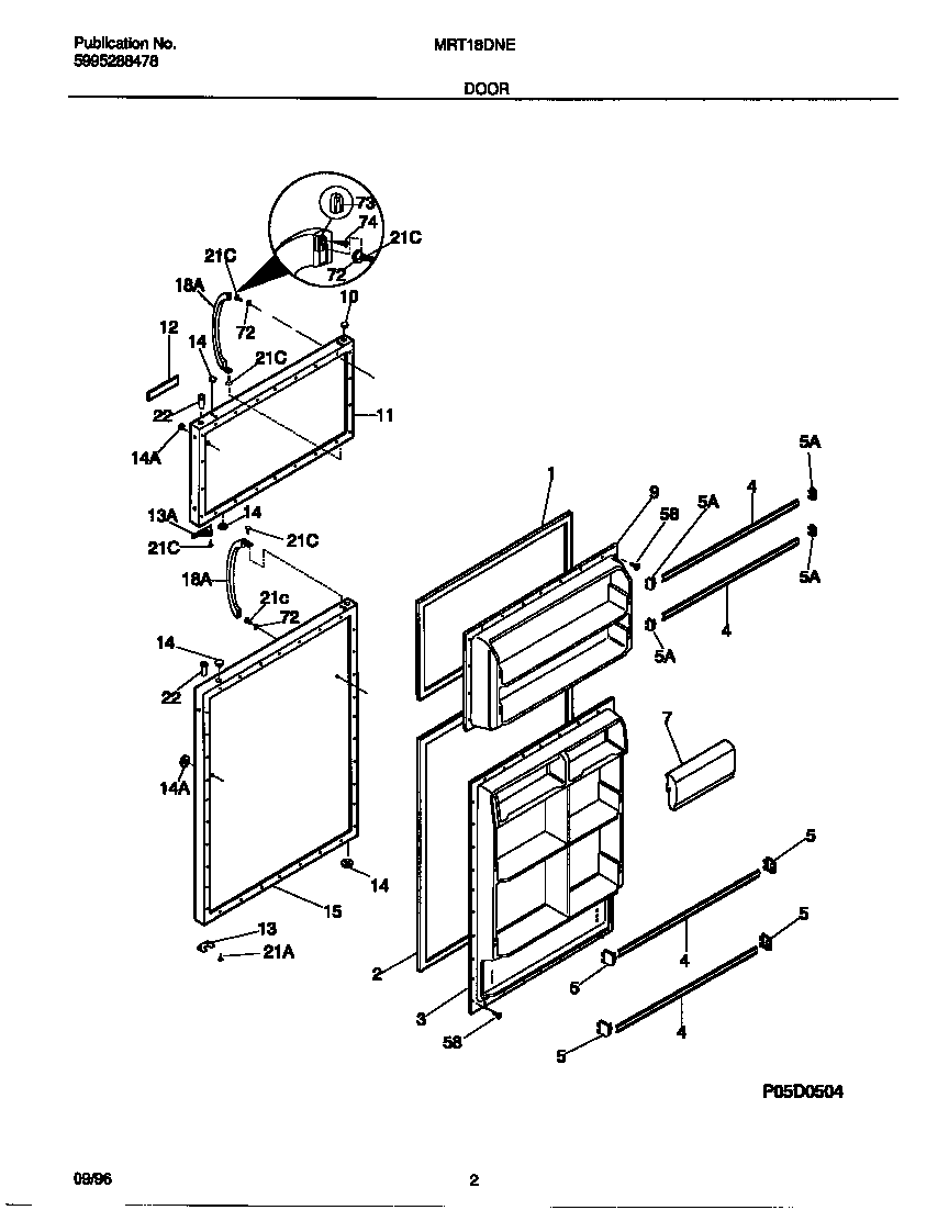 Universal/Multiflex (Frigidaire) MRT18DNED1 door diagram