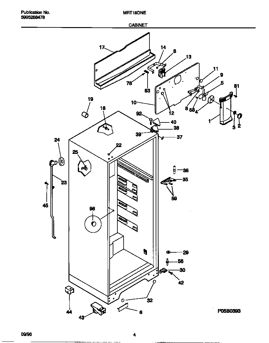 Universal/Multiflex (Frigidaire) MRT18DNED1 cabinet diagram