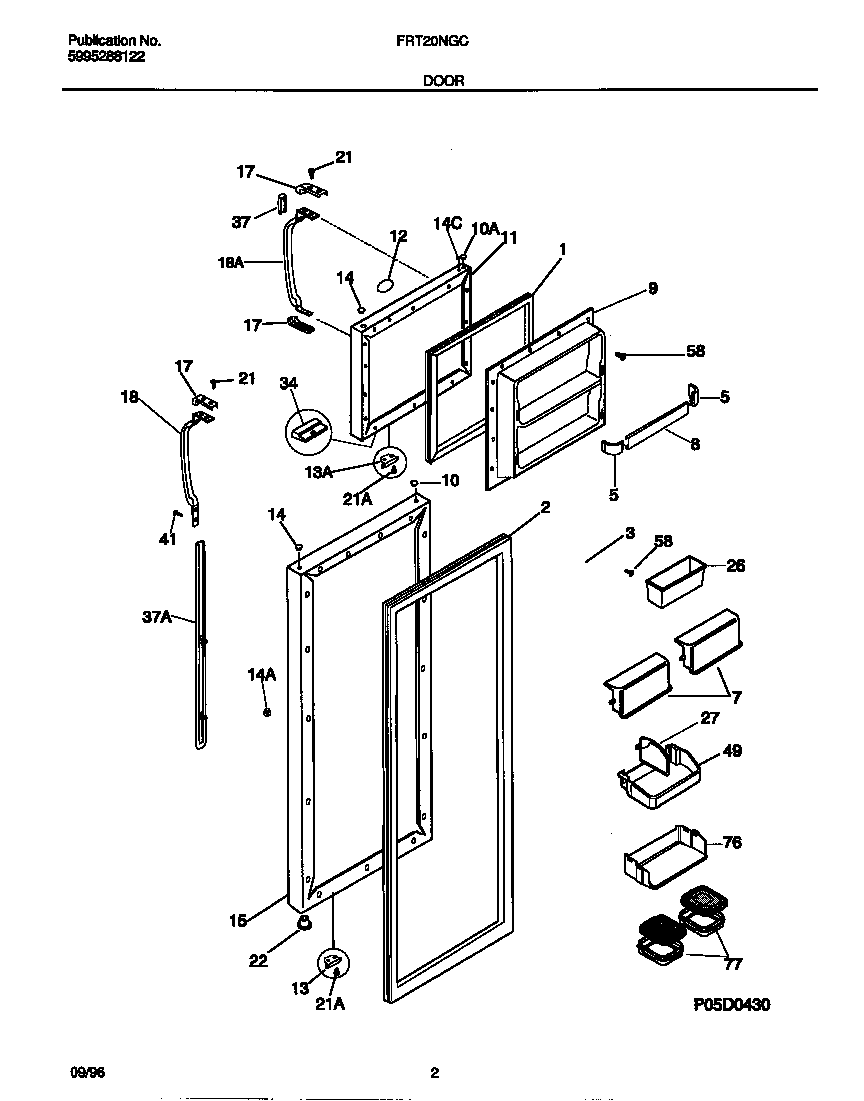 Frigidaire FRT20NGCW3 door diagram