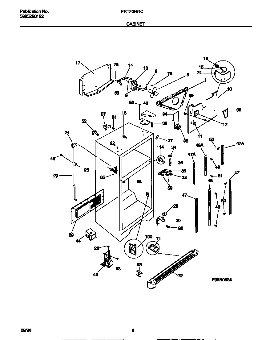 Frigidaire FRT20NGCW3 cabinet diagram