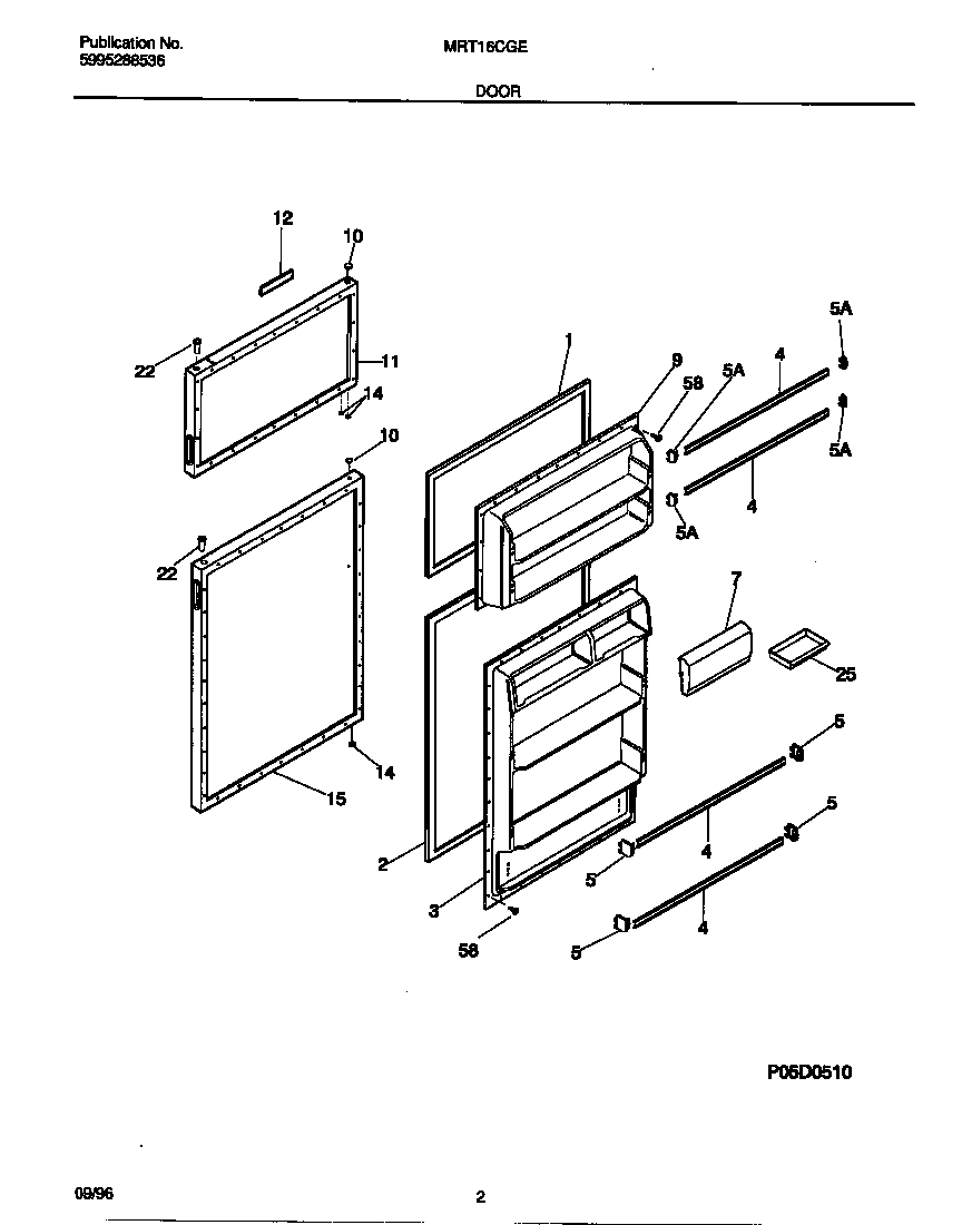 Universal/Multiflex (Frigidaire) MRT16CGEY1 door diagram
