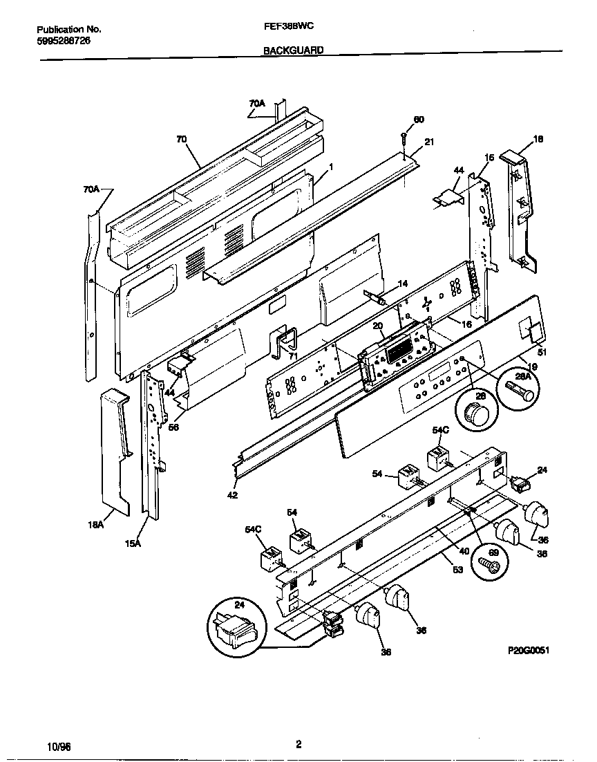 Frigidaire FEF388WCCF backguard diagram