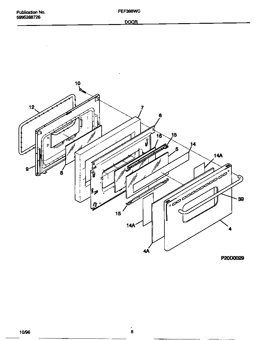 Frigidaire FEF388WCCF door diagram
