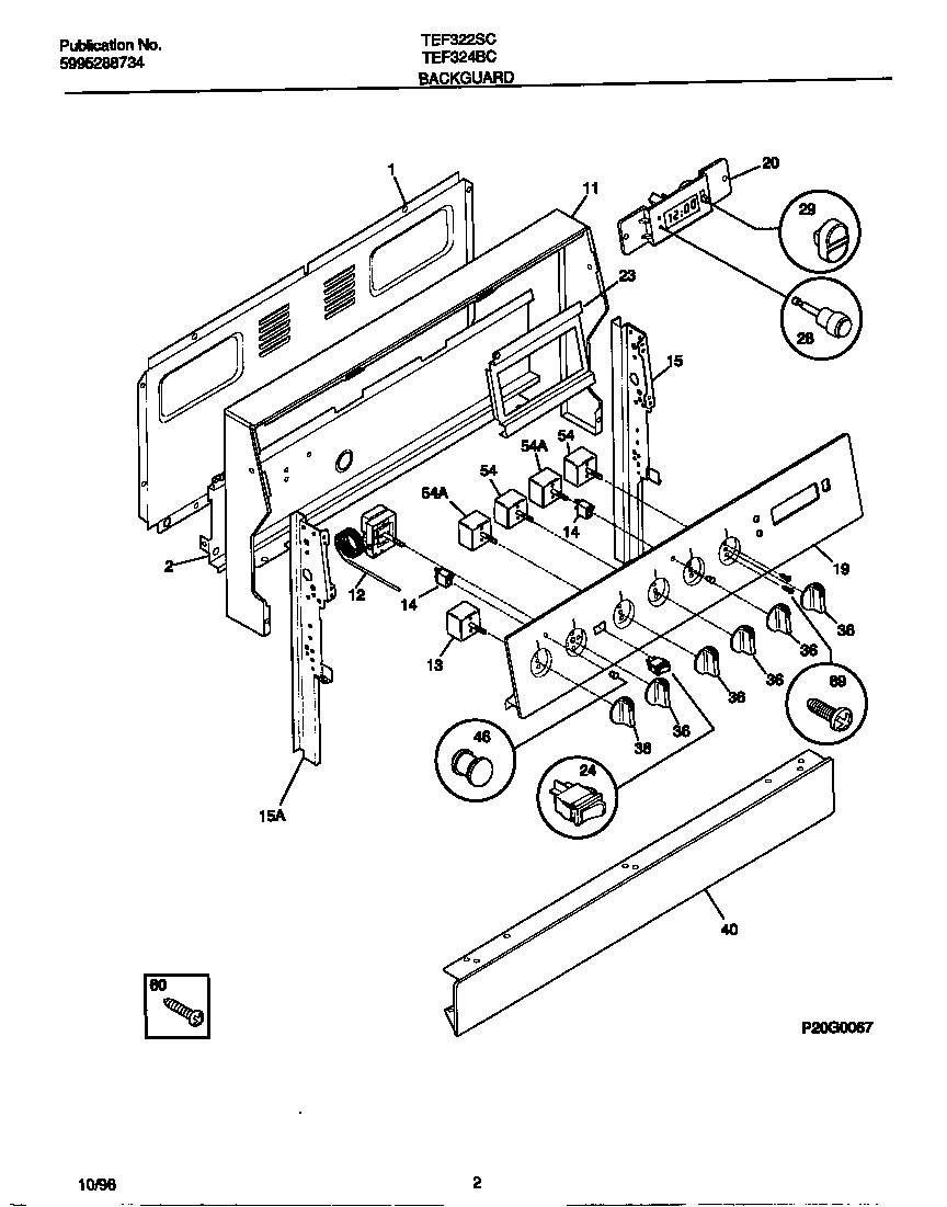 Tappan TEF322SCWC backguard diagram