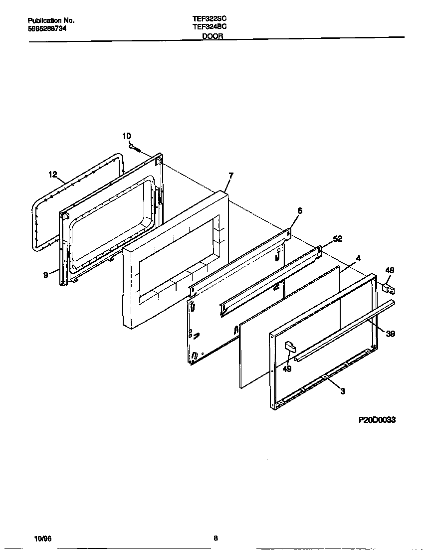 Tappan TEF322SCWC door diagram