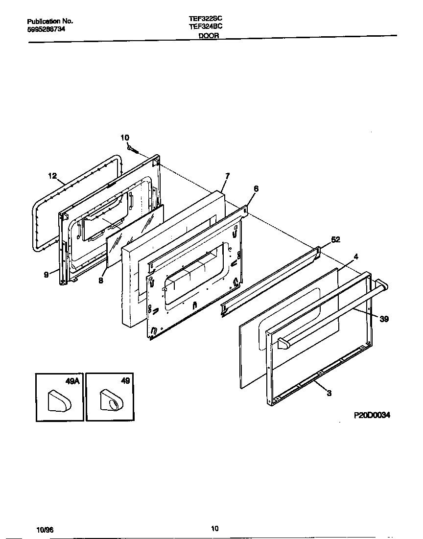 Tappan TEF322SCWC door diagram