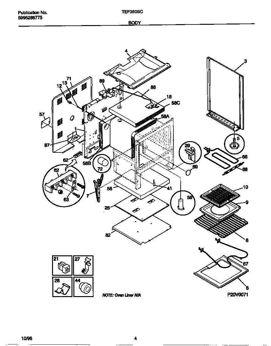 Tappan TEF350SCDC body diagram